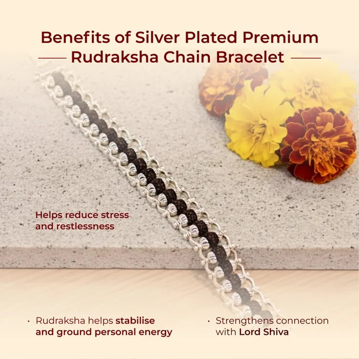 Silver Plated Premium Rudraksha Chain Bracelet - view 2