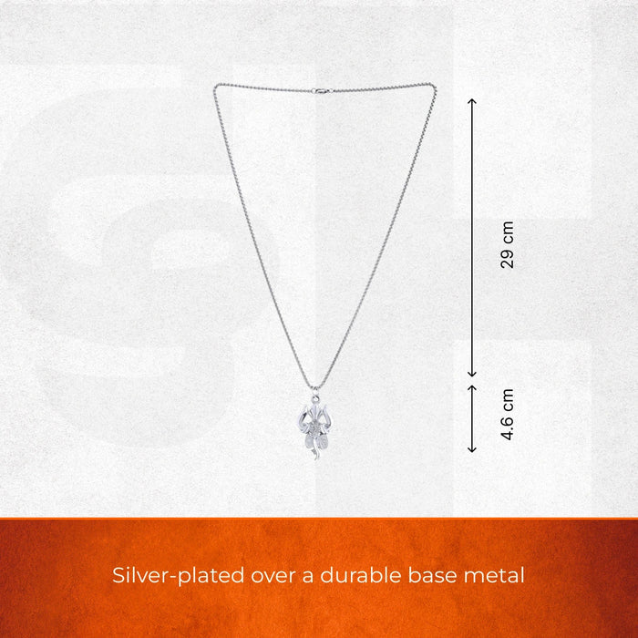 Silver Plated Shiva Trishul & Damaru Pendant