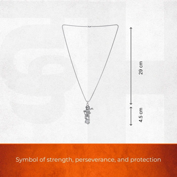 Silver Plated Standing Hanuman Gadha Pendant - view 3