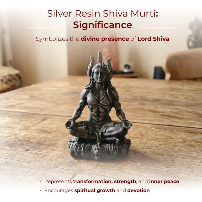 Silver Resin Shiva Murti for Idol for Home, Mandir & Car - view 3