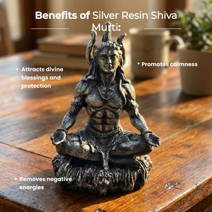 Silver Resin Shiva Murti for Idol for Home, Mandir & Car - view 4