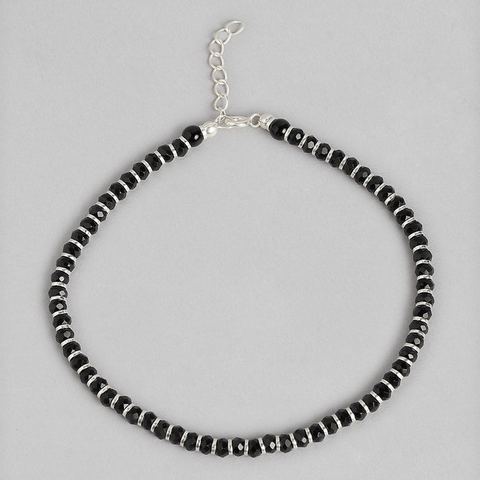 Silver Sands Adjustable Beaded 925 Sterling Silver Bracelet for Men