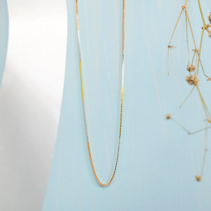 Simple 925 Silver Box Chain In Triple Tone Plating