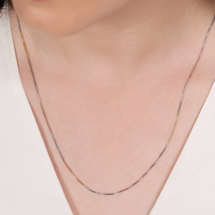 Simple 925 Silver Box Chain In Triple Tone Plating