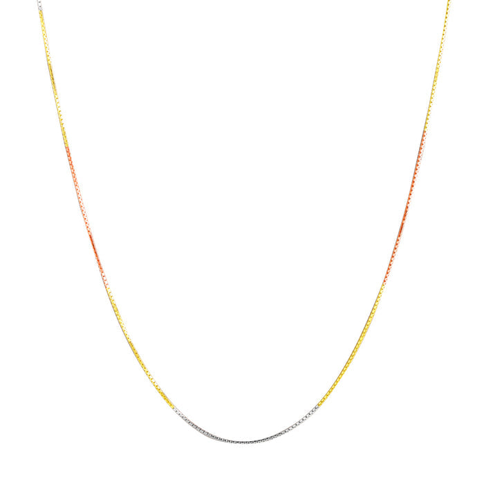 Simple 925 Silver Box Chain In Triple Tone Plating