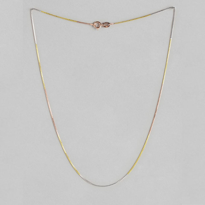 Simple 925 Silver Box Chain In Triple Tone Plating