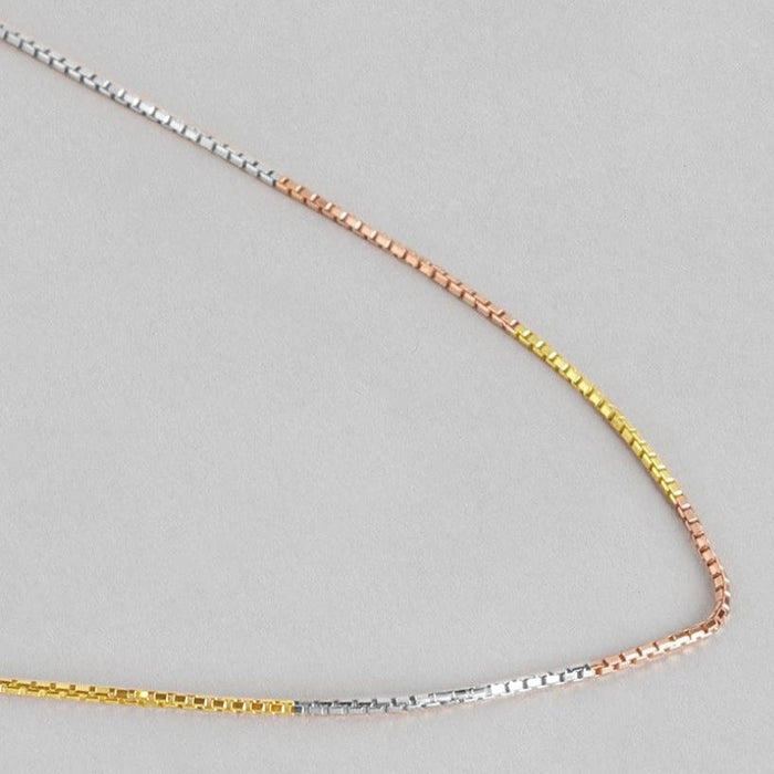 Simple 925 Silver Box Chain In Triple Tone Plating