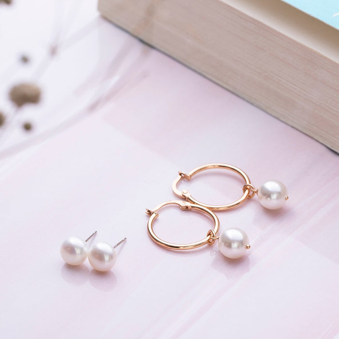 Simple Pearl 925 Sterling Silver Earring Combo