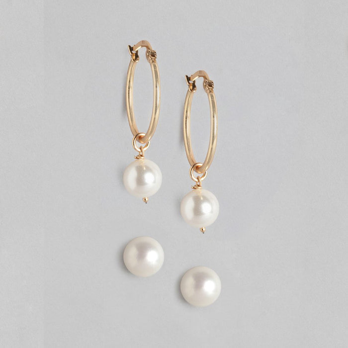 Simple Pearl 925 Sterling Silver Earring Combo