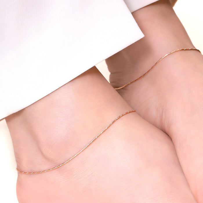 Simple Rose Gold 925 Silver Rolo Anklet