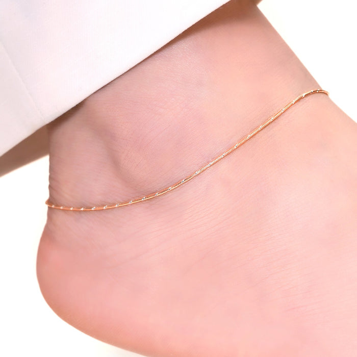 Simple Rose Gold 925 Silver Rolo Anklet