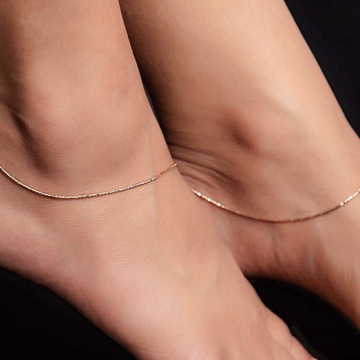 Simple Rose Gold 925 Silver Rolo Anklet