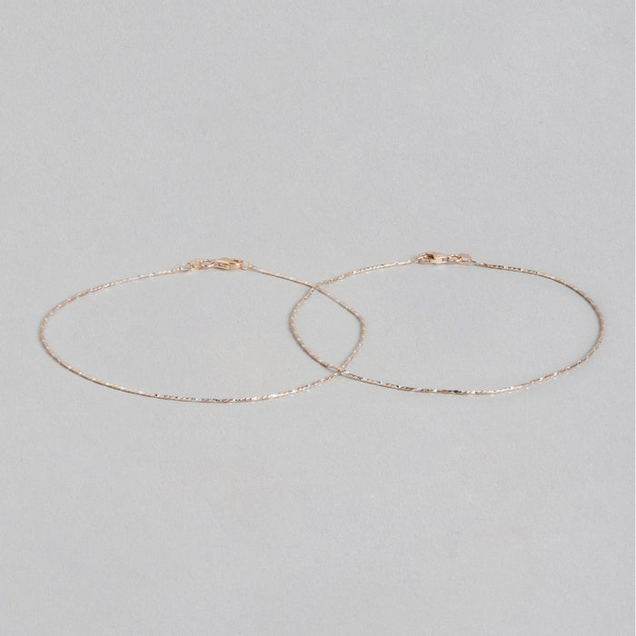 Simple Rose Gold 925 Silver Rolo Anklet