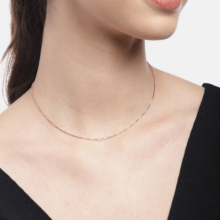 Simple Rose Gold Plated 925 Silver Box Chain