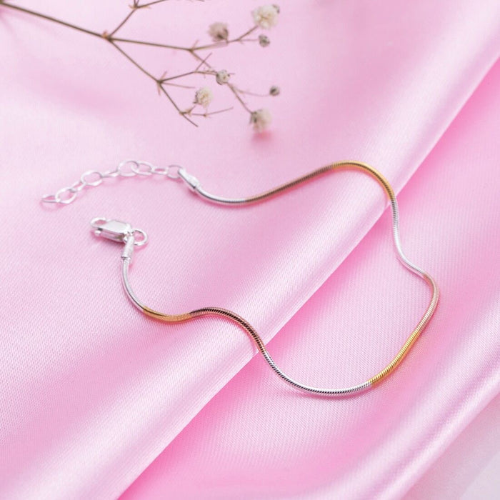 Simple Triple Tone Chain 925 Sterling Silver Bracelet