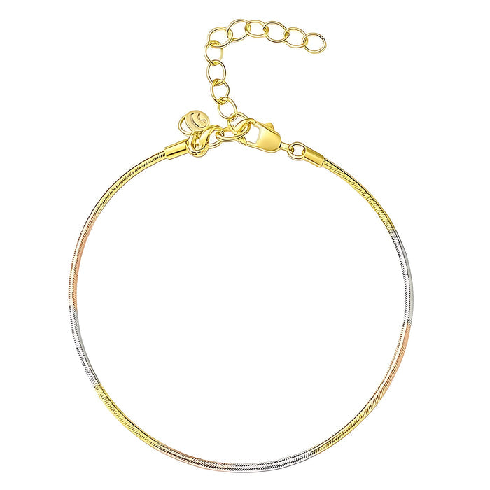Simple Triple Tone Chain 925 Sterling Silver Bracelet