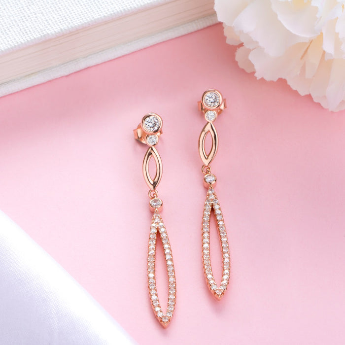 Simplicity in Radiance Rose Gold-Plated 925 Sterling Silver Solitaire Earrings