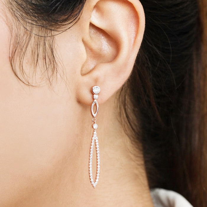 Simplicity in Radiance Rose Gold-Plated 925 Sterling Silver Solitaire Earrings