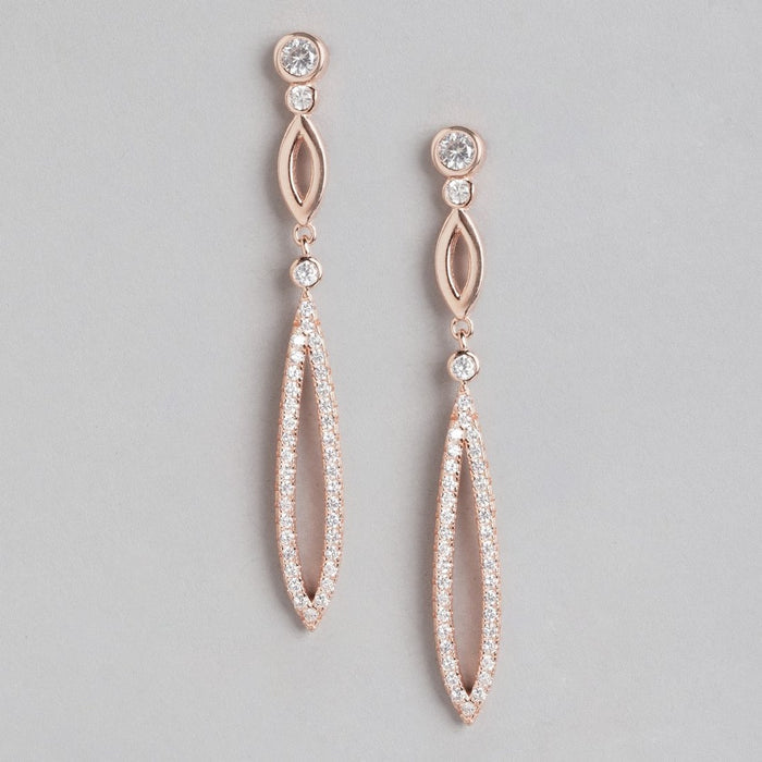 Simplicity in Radiance Rose Gold-Plated 925 Sterling Silver Solitaire Earrings