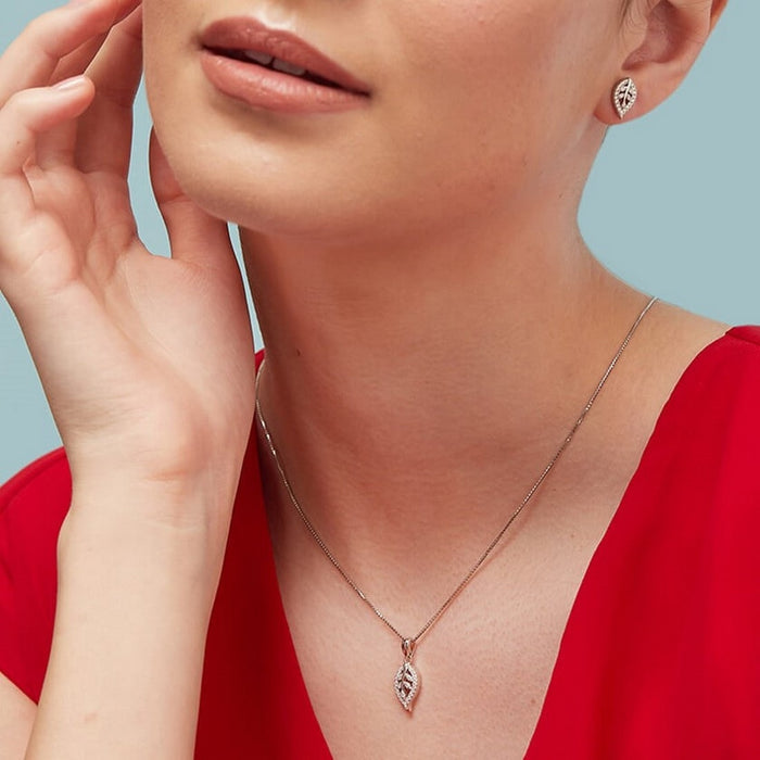 Simplicity Leaf 925 Silver Jewellery Set