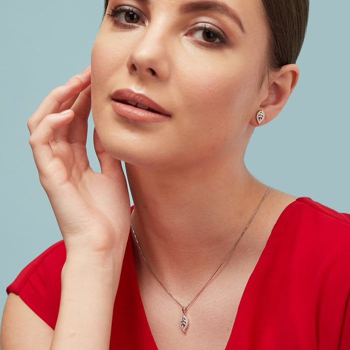 Simplicity Leaf 925 Silver Jewellery Set