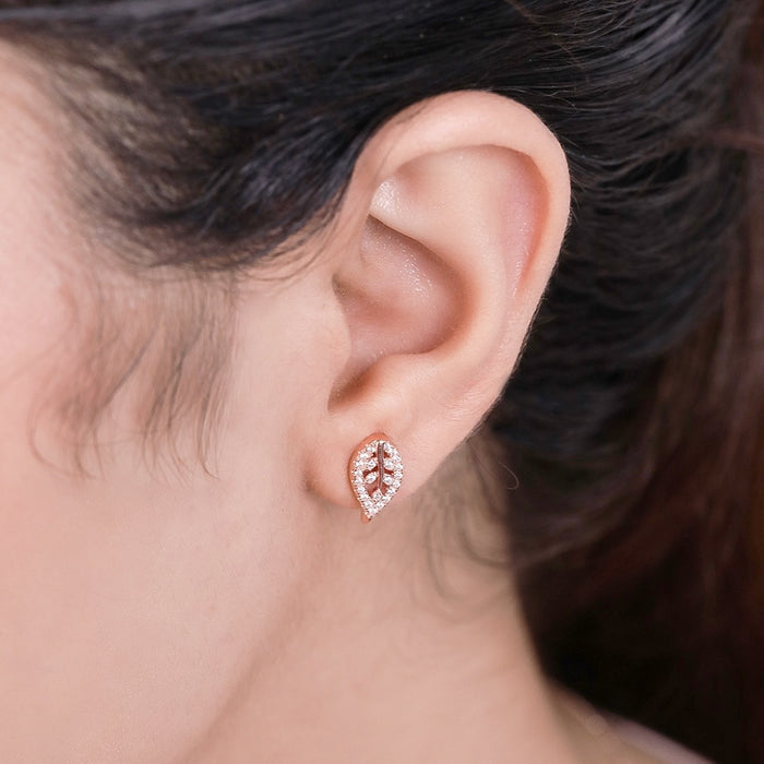 Simplicity Leaf Rose Gold Plated 925 Sterling Silver Jewellery Set