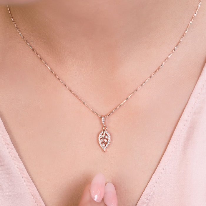 Simplicity Leaf Rose Gold Plated 925 Sterling Silver Jewellery Set