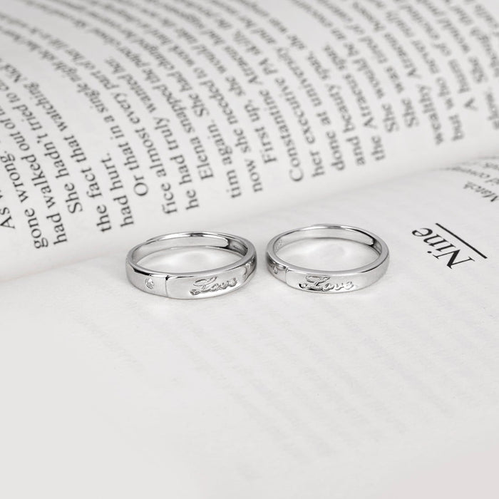 Simply LOVE 925 Sterling Silver Couple Ring (Adjustable)