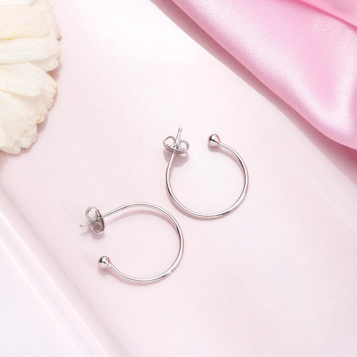 Single Drop Curl 925 Silver Rhodium Plated Earring