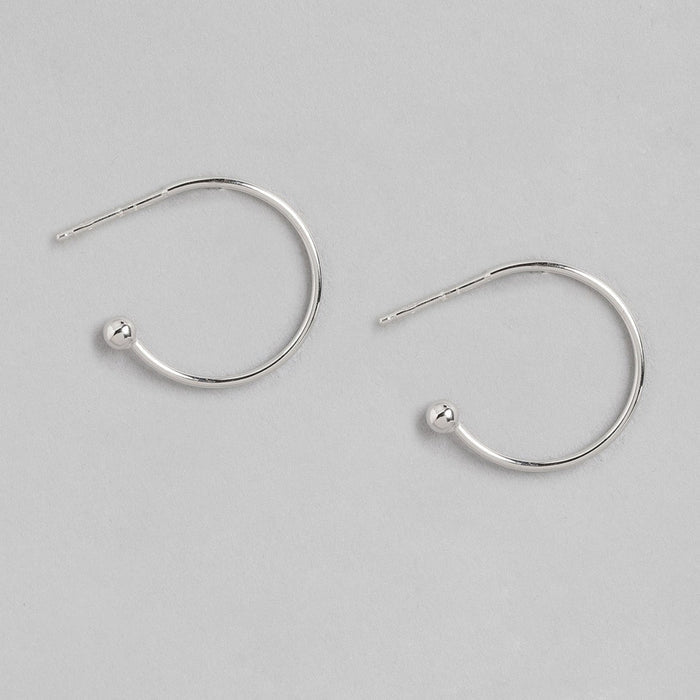 Single Drop Curl 925 Silver Rhodium Plated Earring