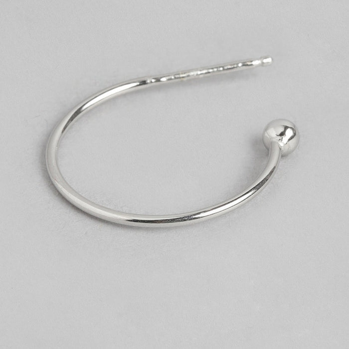 Single Drop Curl 925 Silver Rhodium Plated Earring
