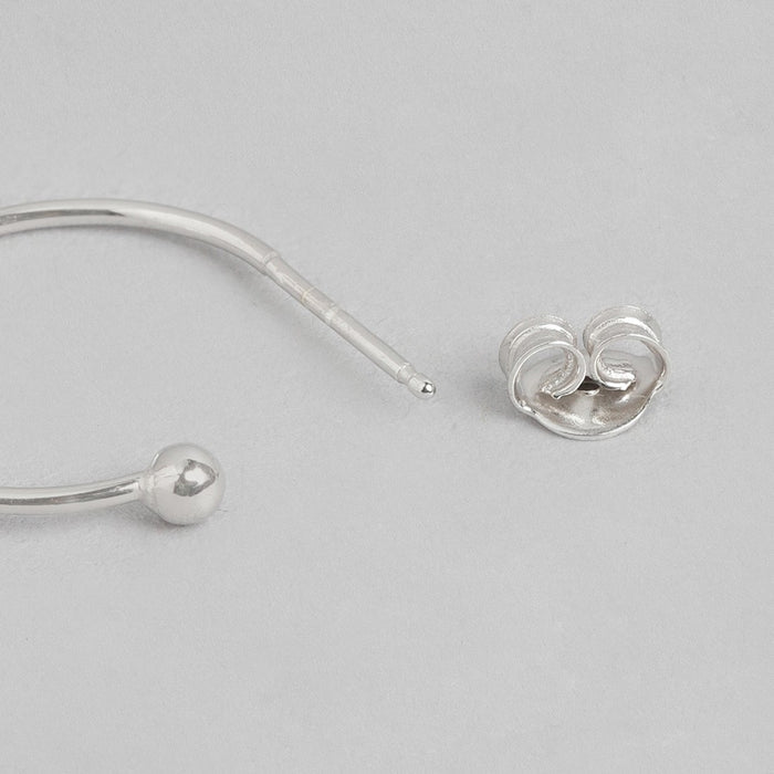 Single Drop Curl 925 Silver Rhodium Plated Earring