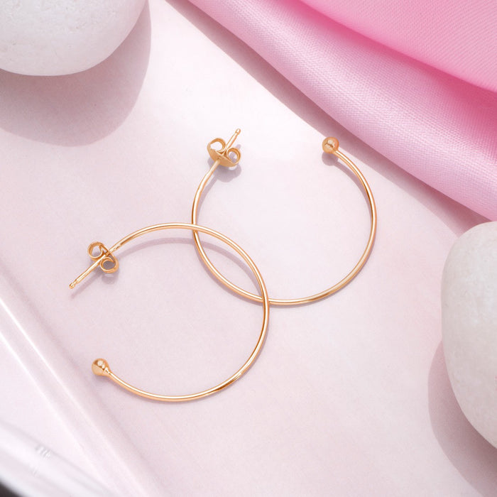 Single Drop Hoop Rose Gold Plated 925 Sterling Silver Earring