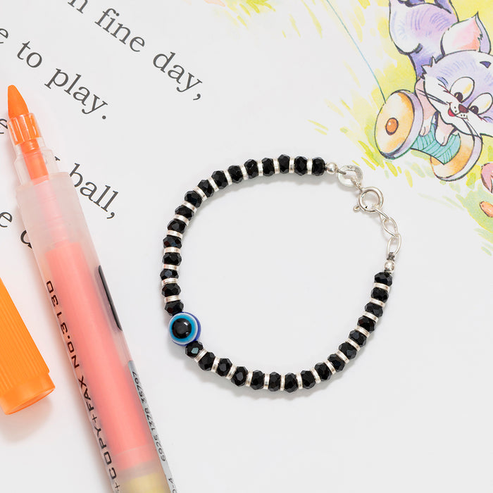 Single Evil Eye Beaded 925 Sterling Silver Kids Bracelet (Age : 0 - 3 Years)