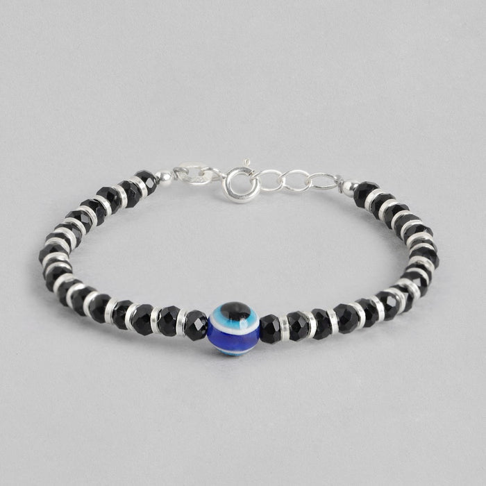 Single Evil Eye Beaded 925 Sterling Silver Kids Bracelet (Age : 0 - 3 Years)