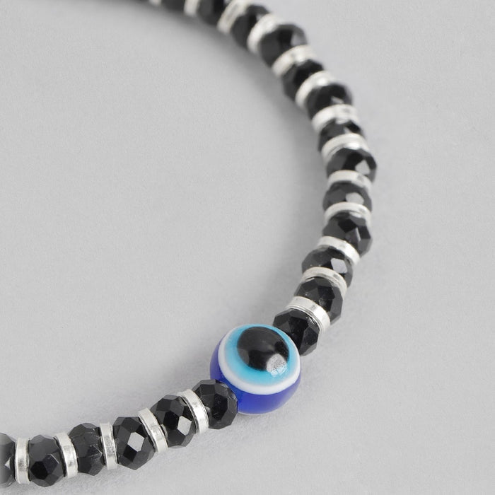 Single Evil Eye Beaded 925 Sterling Silver Kids Bracelet (Age : 0 - 3 Years)