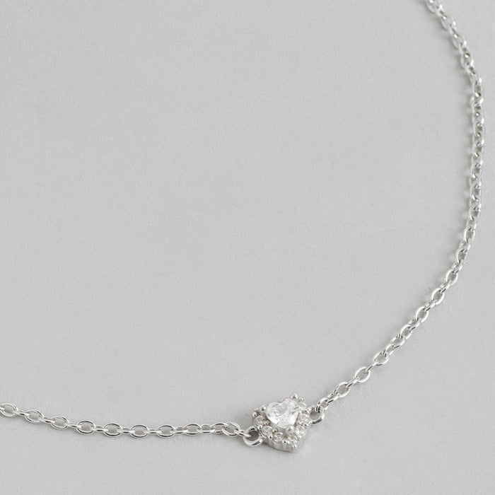 Single Heart Solitaire Cubic Zirconia 925 Silver Bracelet