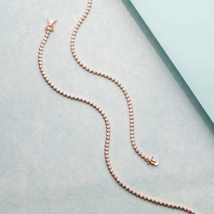 Single Solitaire Line Rose Gold Plated 925 Sterling Silver Anklet