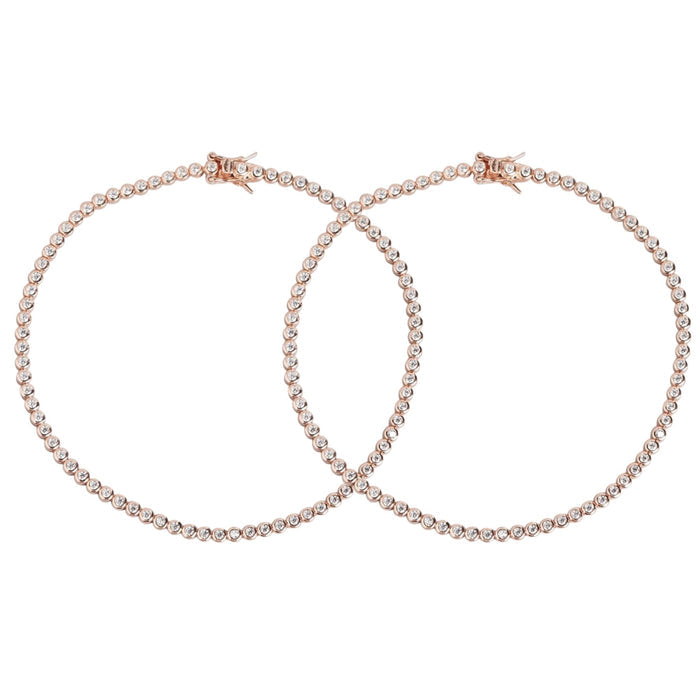 Single Solitaire Line Rose Gold Plated 925 Sterling Silver Anklet