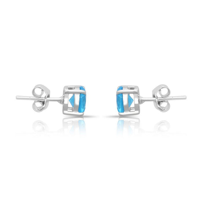 Sky Blue Radiance Rhodium Plated 925 Sterling Silver Solitaire Stud Earrings