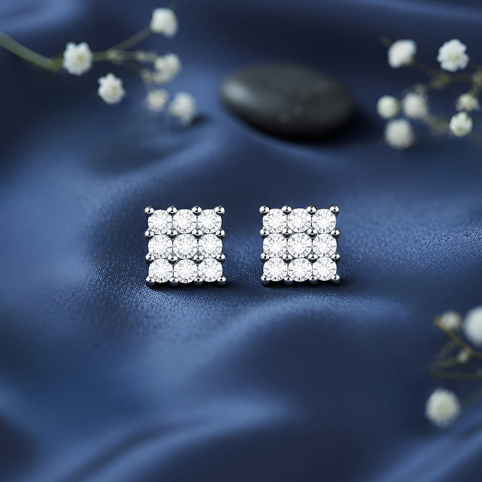 Sky Full of Light Silver Stud Rhodium Plated Earrings
