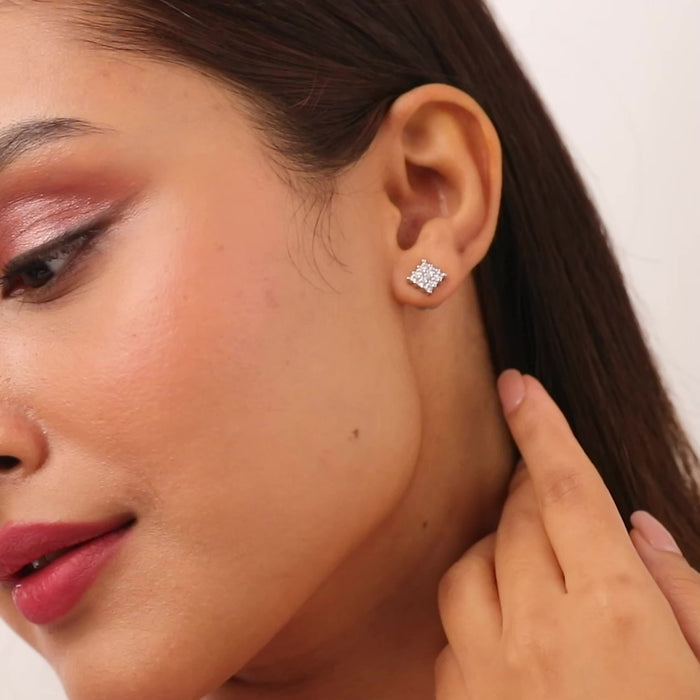 Sky Full of Light Silver Stud Rhodium Plated Earrings