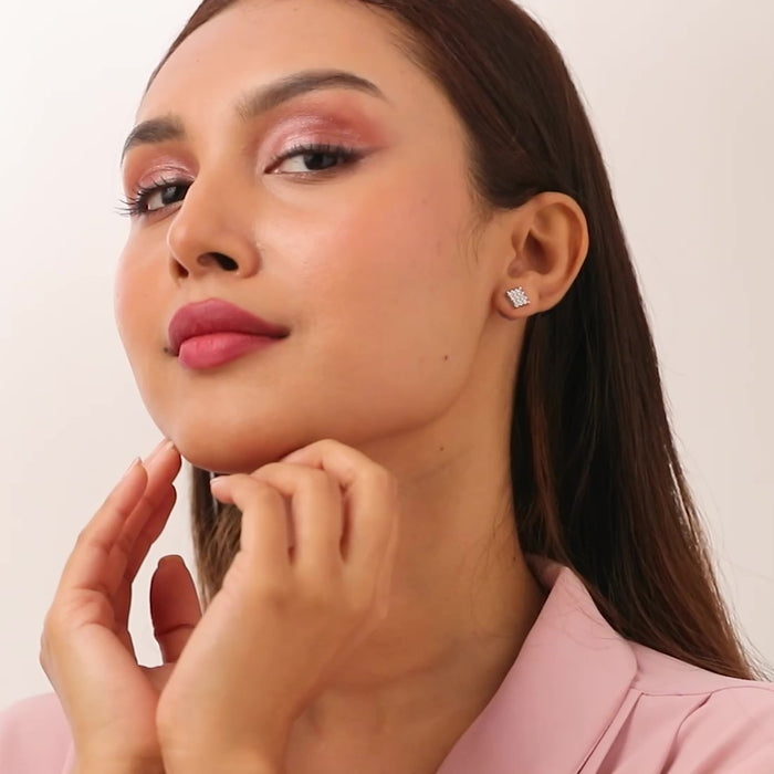 Sky Full of Light Silver Stud Rhodium Plated Earrings