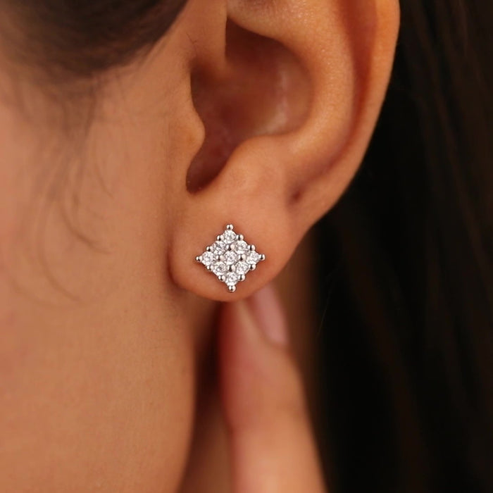 Sky Full of Light Silver Stud Rhodium Plated Earrings