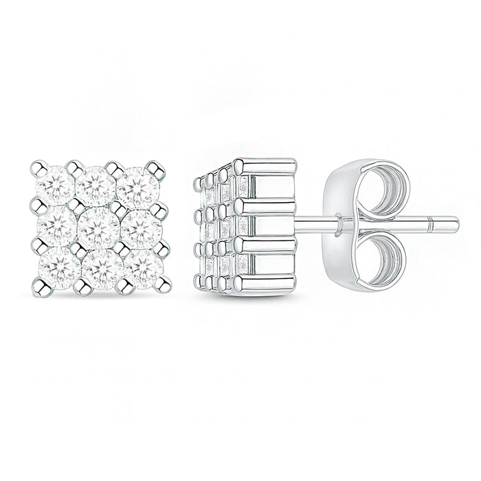 Sky Full of Light Silver Stud Rhodium Plated Earrings
