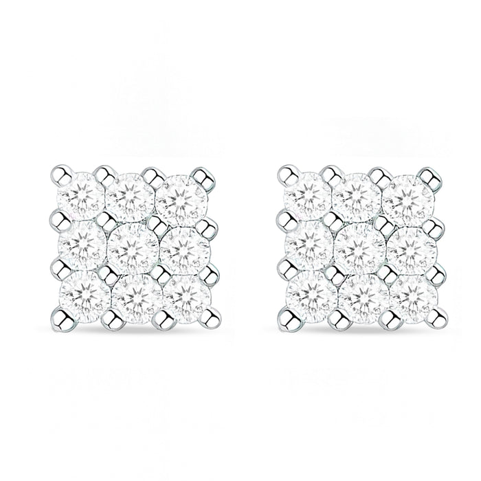 Sky Full of Light Silver Stud Rhodium Plated Earrings