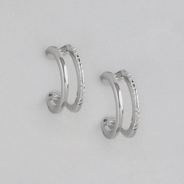 Sleek and Chic Rhodium Plated 925 Sterling Silver Earcuff