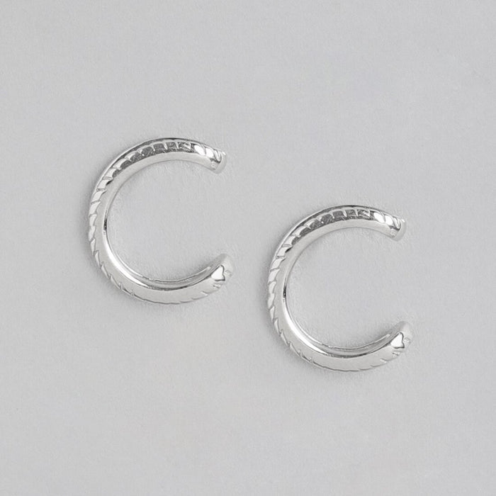 Sleek and Chic Rhodium Plated 925 Sterling Silver Earcuff