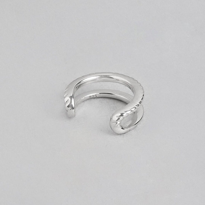 Sleek and Chic Rhodium Plated 925 Sterling Silver Earcuff