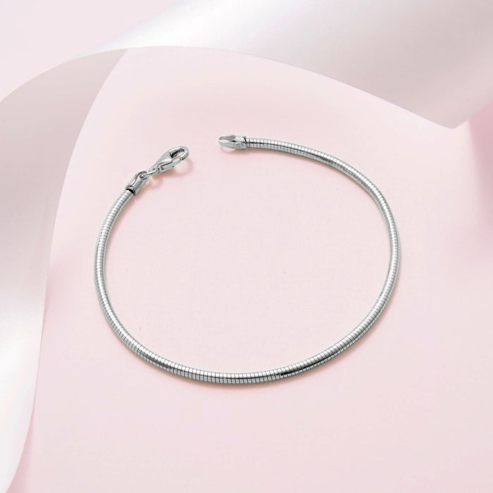 Sleek and Slender Rhodium Plated 925 Sterling Silver Bracelet